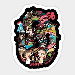 backpacker on amazing traveler in indonesia illustration Sticker